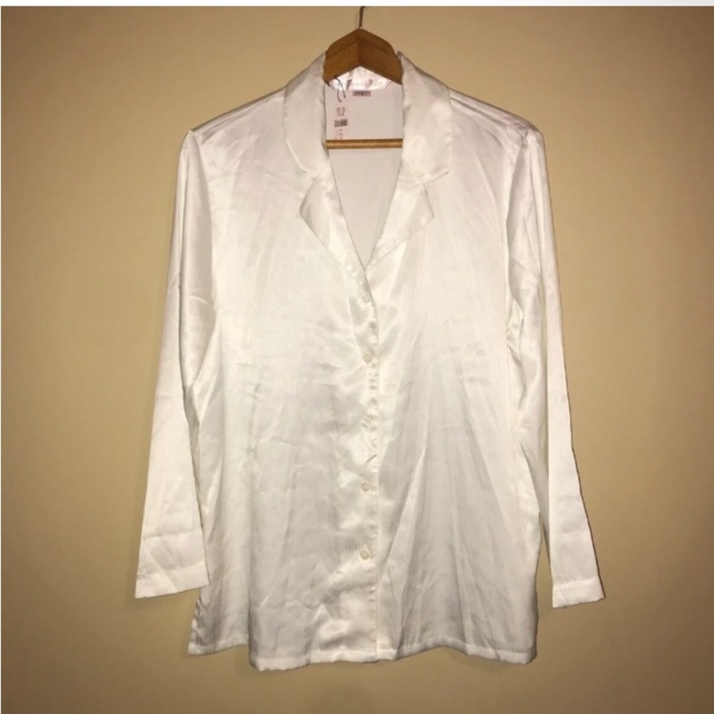 VS White Striped PJ Button Up